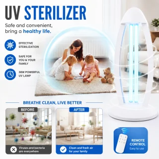UV-C desinfitseerimislamp 38W antibakteriaalne ultraviolett steriliseerimislamp, UV germitsiidlamp, UV-C bakteritapja lamp 3