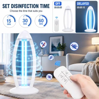 UV-C desinfitseerimislamp 38W antibakteriaalne ultraviolett steriliseerimislamp, UV germitsiidlamp, UV-C bakteritapja lamp 5