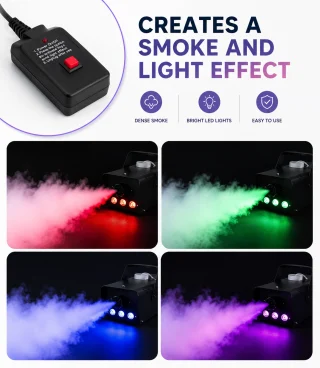 LED tossumasin 500W, kaasaskantav suitsumasin kiire soojenemisega, juhtmega ja juhtmevaba puldiga, mittetoksiline aur, tossugeneraator, suitsumasin pidudeks 4