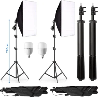 Fotostuudio softbox valgustikomplekt 235 cm, 2 komplekti, fotostuudio valguskomplekt, stuudiovalgustuse softbox komplekt
