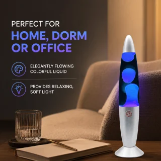 Lavalamp sinise vahaga 360 mm, dekoratiivne laavavalgusti, sinine mullilamp 3