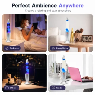 Lavalamp sinise vahaga 360 mm, dekoratiivne laavavalgusti, sinine mullilamp 4