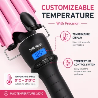 Matu gofrētājs rozā 20 mm, keramikas trīskāršais matu lokotājs, trīskameru matu ieveidotājs 5
