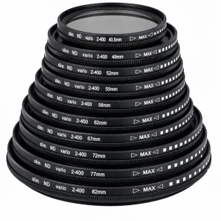 Kintamo tankio ND filtras 58 mm, ND2–400 reguliuojamas objektyvo filtras, reguliuojamas neutralios pilkos spalvos filtras, kintamo tankio pilkasis filtras 1