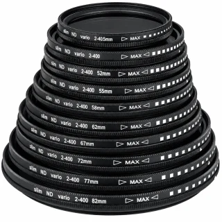 Kintamas ND filtras 62 mm, ND2–400 reguliuojamas objektyvo filtras, reguliuojamas pilkasis šviesos slopinimo filtras 1