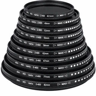 Kintamo tankio ND filtras 55 mm, reguliuojamas ND2–400 objektyvo filtras, reguliuojamas neutralaus tankio filtras 1
