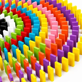 Koka domino kauliņu komplekts 1000 gab., krāsaini būvēšanas klucīši, krāsains domino komplekts 2