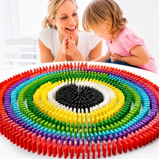 Koka domino kauliņu komplekts 1000 gab., krāsaini būvēšanas klucīši, krāsains domino komplekts 4