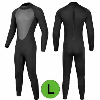 Hidrotērps niršanai un sērfošanai, pilna ķermeņa wetsuit, melns, izmērs L, paredzēts 65–70 kg, niršanas tērps, sērfošanas hidrotērps