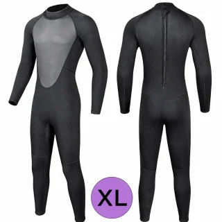 Hidrotērps niršanai un sērfošanai, pilna garuma wetsuit, melns, izmērs XL, paredzēts 70–75 kg svaram, niršanas tērps, sērfošanas hidrotērps