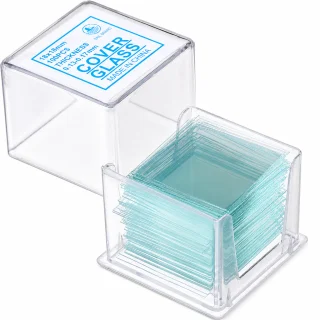 Mikroskopo dengiamosios stiklelių plokštelės 20×20 mm, 100 vnt., laboratoriniam ir medicininiam naudojimui, mikroskopo dengiamieji stikliukai, mikroskopiniai dengiantieji stikliukai 2