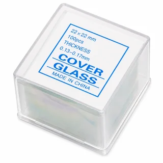 Mikroskopo dengiamosios stiklelių plokštelės 20×20 mm, 100 vnt., laboratoriniam ir medicininiam naudojimui, mikroskopo dengiamieji stikliukai, mikroskopiniai dengiantieji stikliukai 3