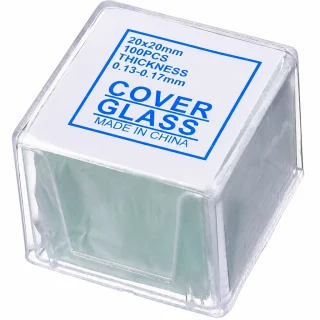 Mikroskopo dengiamosios stiklelių plokštelės 20×20 mm, 100 vnt., laboratoriniam ir medicininiam naudojimui, mikroskopo dengiamieji stikliukai, mikroskopiniai dengiantieji stikliukai