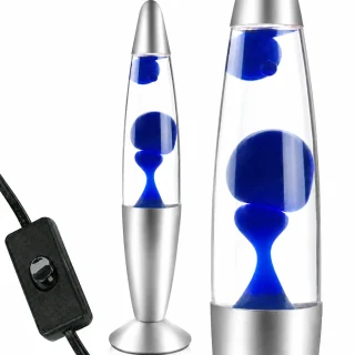 Lavas lampa ar zilu vasku, 360 mm augsta, dekoratīvā lava lampa, retro lavas gaismeklis