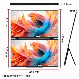 Divkāršs portatīvais monitors klēpjdatoram 15,6" 1920×1080, dubultais ekrāns ar diviem 15,6 collu displejiem, papildu portatīvais monitors klēpjdatoram, salokāms divu ekrānu displejs 2