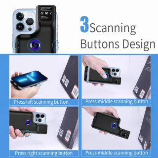 Mobilais svītrkodu skeneris telefonam 1D/2D ar QR koda nolasīšanu, portatīvs tālruņa barkoda skeneris, mobilais QR skeneris 4