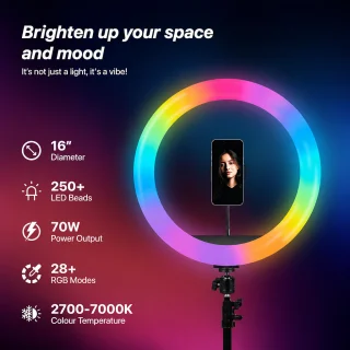 RGB gredzenveida lampa ar statīvu, 242 cm telefona turētājs, gredzenveida apgaismojums, LED gredzenlampa, vloga gaisma 2