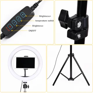 LED gredzenveida lampa ar statīvu, 242 cm telefona turētājs gredzenlampai, gredzenveida apgaismojums, LED ring light 5