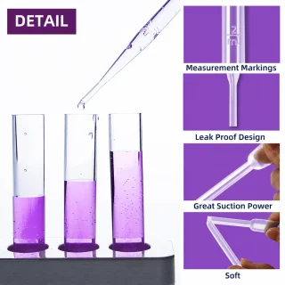 Pipetes 0,2 ml, 65 mm, komplekts 50 gab., laboratorijas pipetes, pilinātājpipetes 3