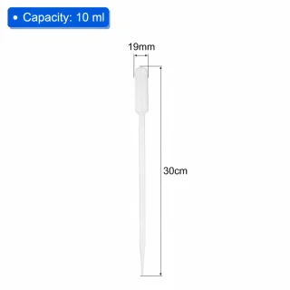 Pipetes 10 ml, 300 mm garas, komplekts 20 gab., laboratorijas pipetes, dozēšanas pipetes 5