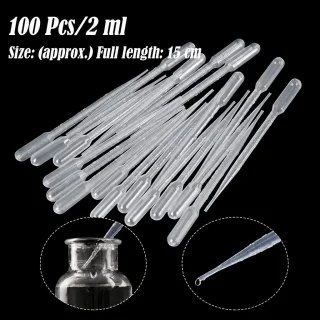 Pipete, 2 ml tilpums, 144 mm garums, komplekts 50 gab., laboratorijas mērīšanas instruments, laboratorijas pipete, dozēšanas pipete 5