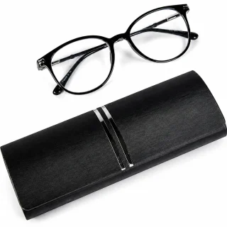 Brilles futrālis, melns ādas etuī brillēm, briļļu maciņš
