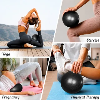 Pilates bumba 23 cm melna, mini pilates bumba fitnesam, vingrošanas bumba pilates treniņiem 4