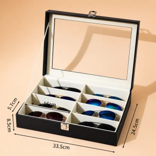 Brilles uzglabāšanas kārba ar nodalījumiem, briļļu futrālis organizēšanai, briļļu glabāšanas kaste 4
