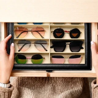 Brilles uzglabāšanas kārba ar nodalījumiem, briļļu futrālis organizēšanai, briļļu glabāšanas kaste 5