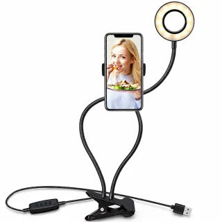 LED galda lampa ar telefona turētāju un elastīgu statīvu, lampa ar klipsi un USB barošanu, LED rakstāmgalda lampa ar telefona statīvu, LED lampa telefonam