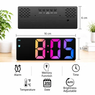 Digitālais modinātājpulkstenis ar LED displeju, elektronisks galda modinātājs, elektroniskais pulkstenis ar modinātāju 3