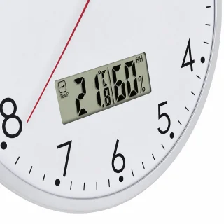 Sienas pulkstenis ar termometru un higrometru, digitāls termo-higrometra sienas pulkstenis, 29 cm, pulkstenis ar temperatūras un mitruma mērītāju, sienas pulkstenis ar iebūvētu termometru 4
