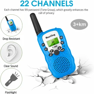Rāciju komplekts bērniem, 2 gab., dzeltens un zils, spilgts dizains, bērnu rācijas, bērnu walkie talkie 3