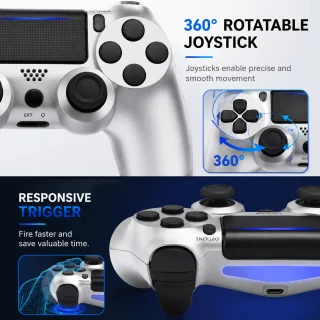 Bezvadu spēļu pults PlayStation, ar skārienpaneli, Bluetooth savienojums, balta, spēļu kontrolieris, bezvadu kontrolieris 2