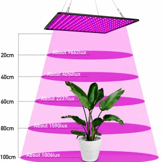 LED augu lampa pilna spektra, 225 sarkanie un zilie LED paneļi, 295x300 mm, hidroponikai, augu audzēšanas lampa, fitolampa 2
