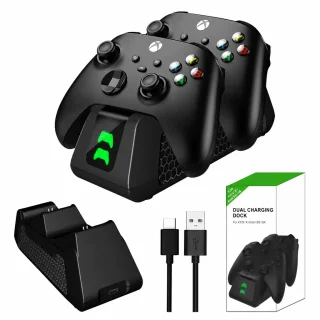 Xbox pults lādētājs ar USB dokstaciju, 2 uzlādējamie 1800mAh akumulatori un lādēšanas stacija, Xbox kontroliera akumulatoru lādētājs, Xbox vadības pults uzlādes doks 2