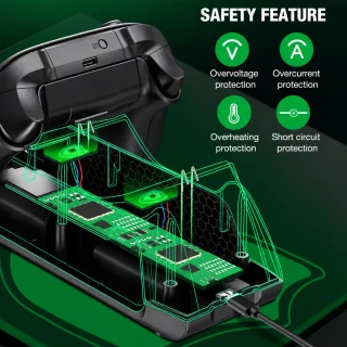 Xbox pults lādētājs ar USB dokstaciju, 2 uzlādējamie 1800mAh akumulatori un lādēšanas stacija, Xbox kontroliera akumulatoru lādētājs, Xbox vadības pults uzlādes doks 4