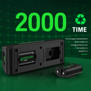 Xbox pults lādētājs ar USB dokstaciju, 2 uzlādējamie 1800mAh akumulatori un lādēšanas stacija, Xbox kontroliera akumulatoru lādētājs, Xbox vadības pults uzlādes doks 3