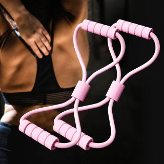 Figūras 8 jogas pretestības gumija rozā krāsā, fitnesa stiepšanās lente, jogas ekspanders 5