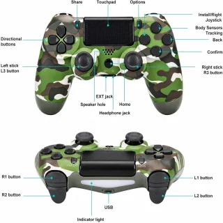 Bezvadu spēļu pults PlayStation, ar skārienpaneli, Bluetooth, maskēšanās krāsas, bezvadu kontrolieris, spēļu kontrolieris 5