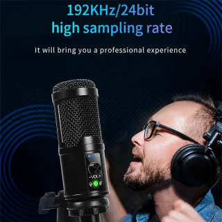 USB‑C mikrofona komplekts ar kantīlvera statīvu un pop filtru, USB Type‑C mikrofons ar galda turētāju, mikrofons ar regulējamu šūpojošo roku 5