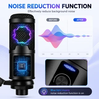 USB‑C mikrofona komplekts ar kantīlvera statīvu un pop filtru, USB Type‑C mikrofons ar galda turētāju, mikrofons ar regulējamu šūpojošo roku 2
