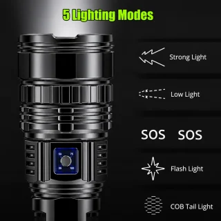 LED lukturītis, īpaši spilgts, uzlādējams, 15000 lūmeni, lampa, kabatas lukturis 3
