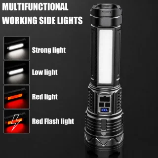 LED lukturis, uzlādējams, 15000 lūmeni, liels 27 cm, ar īpaši ilgu darbības laiku, LED kabatas lukturītis, rokas lukturis 4