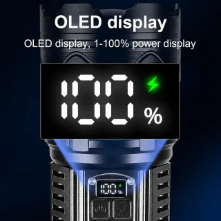 LED lukturis, uzlādējams, 15000 lūmeni, liels 27 cm, ar īpaši ilgu darbības laiku, LED kabatas lukturītis, rokas lukturis 3