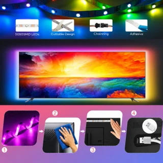 RGB LED lente ar Bluetooth, 10 m, USB LED sloksne ar tālvadību, RGB apgaismojuma lenta 4