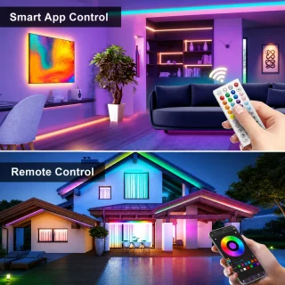 RGB LED lentes 5 m ar Bluetooth vadību un tālvadības pulti, LED gaismas lente, RGB apgaismojuma lente 3