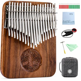 Kalimba ar 34 taustiņiem, A+C tonalitāte, ebenkoka korpuss, ar skaņošanas āmuriņiem, mbira, īkšķa klavieres 2