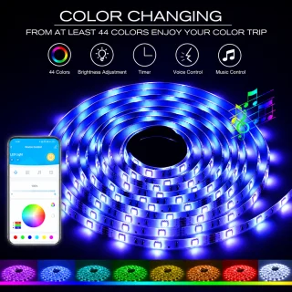 RGB LED lente 5 m, USB barošana, ar tālvadības pulti, RGB LED apgaismojuma lente, LED gaismas josla 5