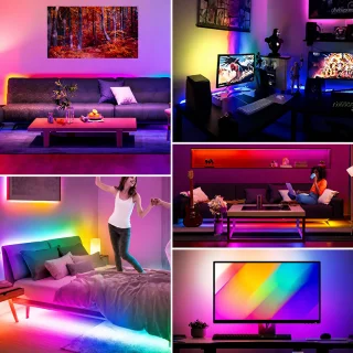RGB LED lente 5 m, USB barošana, ar tālvadības pulti, RGB LED apgaismojuma lente, LED gaismas josla 3